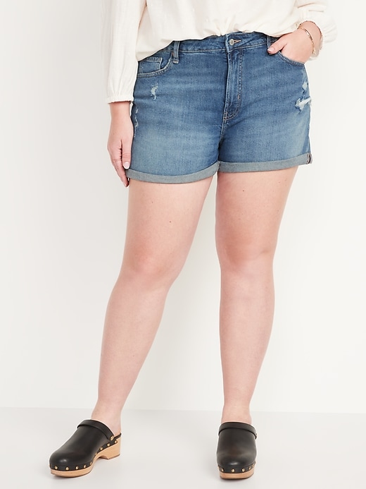 Image number 5 showing, High-Waisted O.G. Straight Ripped Jean Shorts for Women -- 3-inch inseam