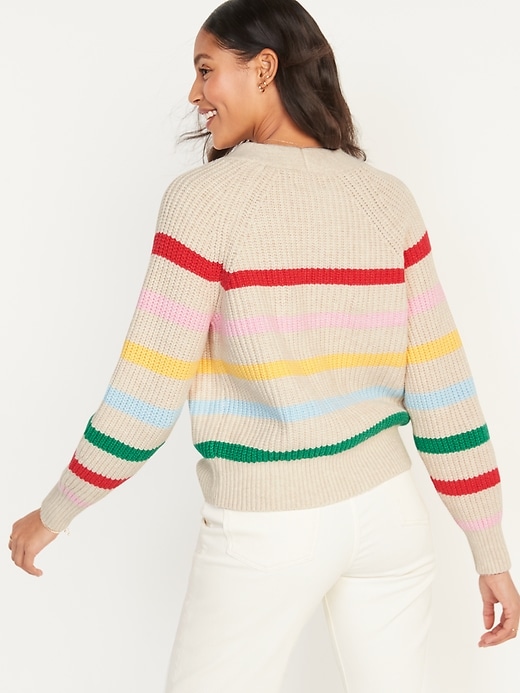 Image number 2 showing, Brushed Striped Shaker-Stitch Cardigan Sweater for Women