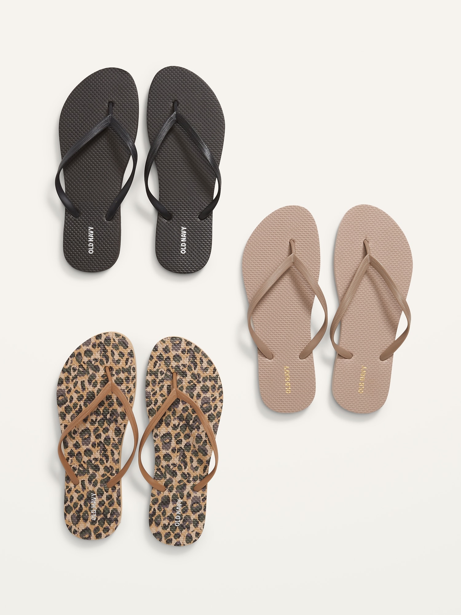 Old Navy Flip-Flop Sandals 3-Pack (Partially Plant-Based) brown. 1