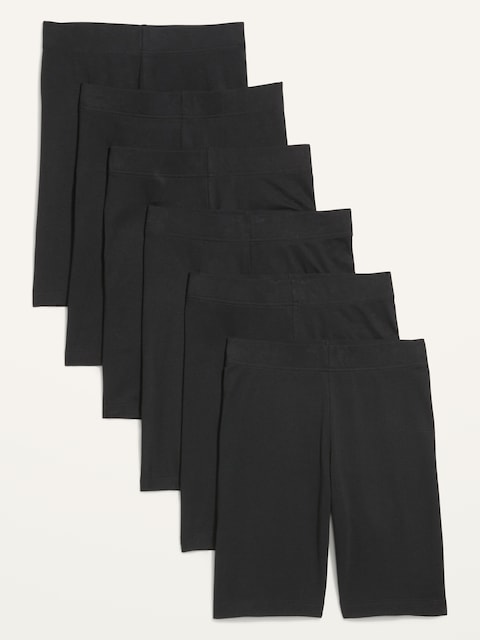 High-Waisted Biker Shorts 6-Pack for Women -- 8-inch inseam - Black Jack