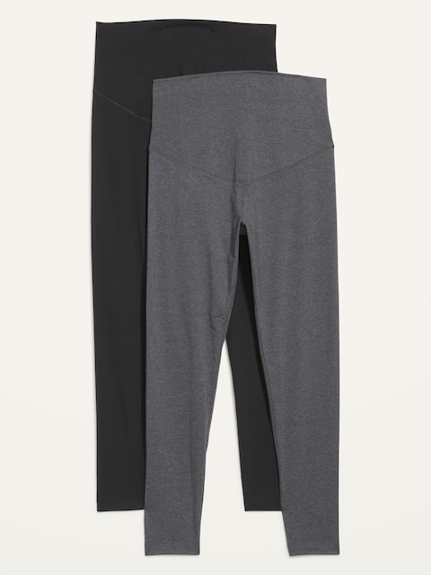Maternity Full-Panel Leggings 2-Pack - Black/Gray