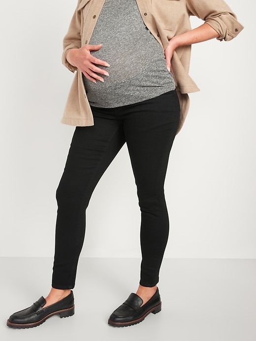 Image number 1 showing, Maternity Low-Panel Rockstar Super Skinny Jeans