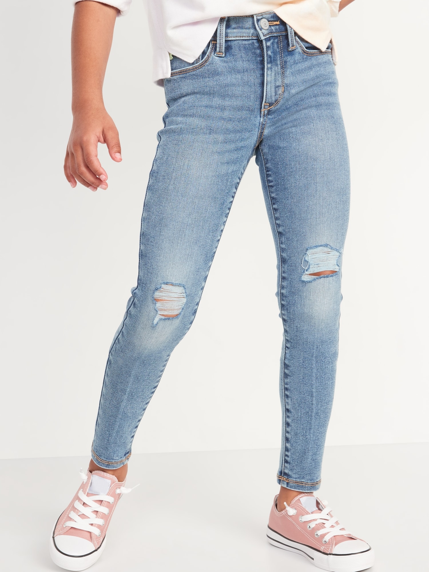 High-Waisted Rockstar 360° Stretch Ripped Jeggings for Girls | Old Navy