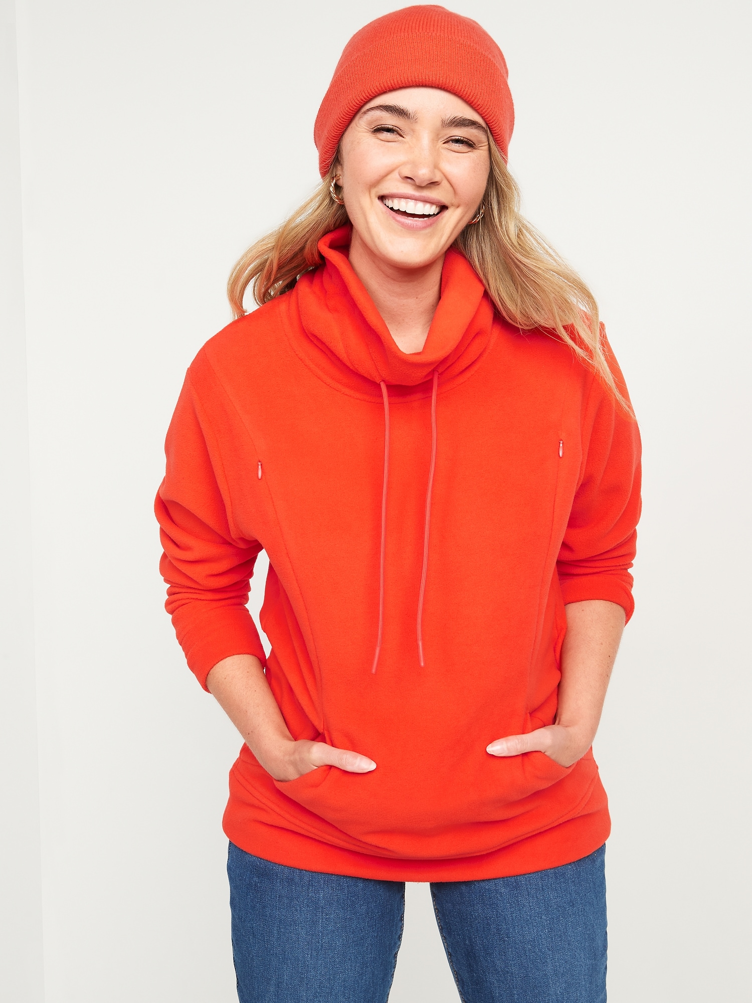 Maternity Microfleece FunnelNeck Tunic Sweatshirt Old Navy