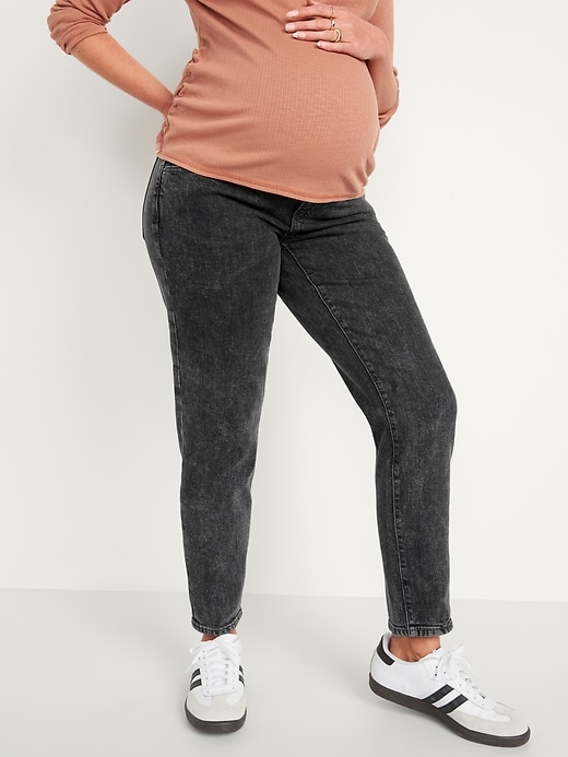 Image number 1 showing, Maternity Full Panel O.G. Straight Gray Jean