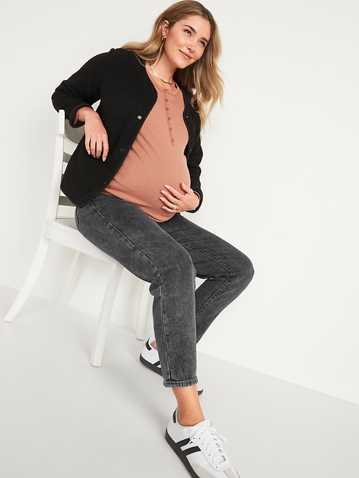 Image number 3 showing, Maternity Full Panel O.G. Straight Gray Jean