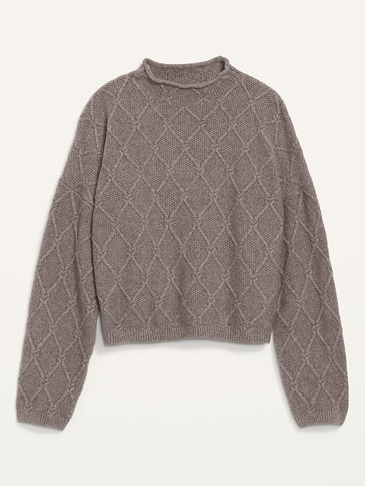 Image number 2 showing, Mock-Neck Diamond Stitch Cable-Knit Pullover Sweater for Women