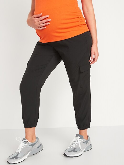 View large product image 1 of 1. Maternity Rollover-Waist StretchTech Cargo Pants