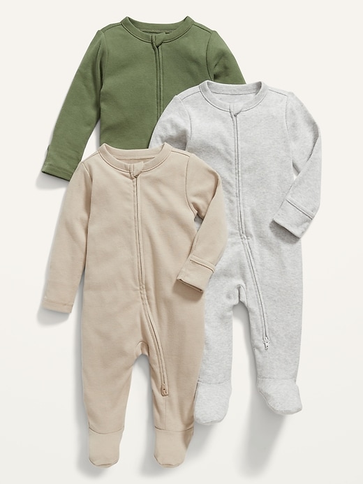 Unisex 1-Way Zip Sleep & Play One-Piece 3-Pack for Baby