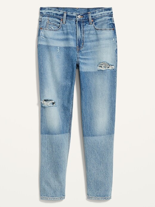 Image number 4 showing, High-Waisted Slouchy Straight Cropped Ripped Non-Stretch Jeans for Women
