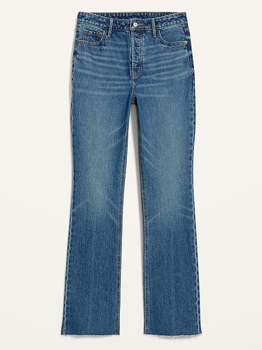 Image number 4 showing, Extra High-Waisted Button-Fly Kicker Boot-Cut Cut-Off Jeans for Women