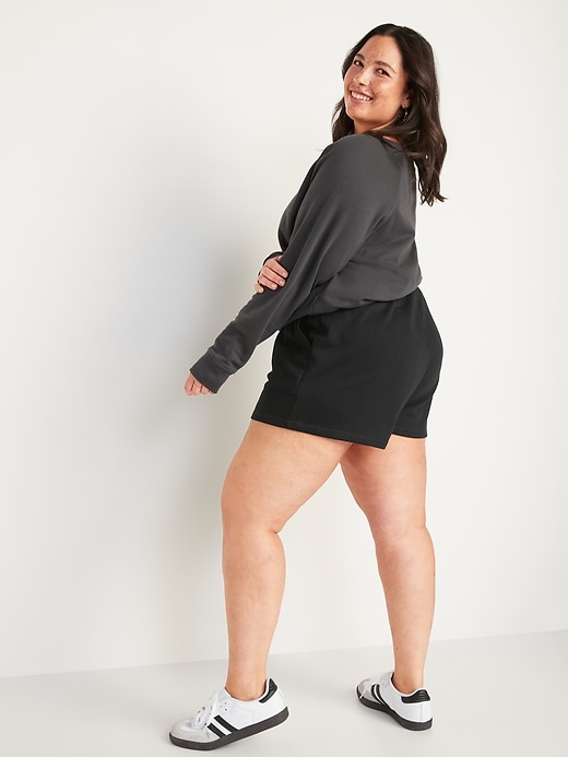 H&H Women's Plus French Terry Longline Shorts Black