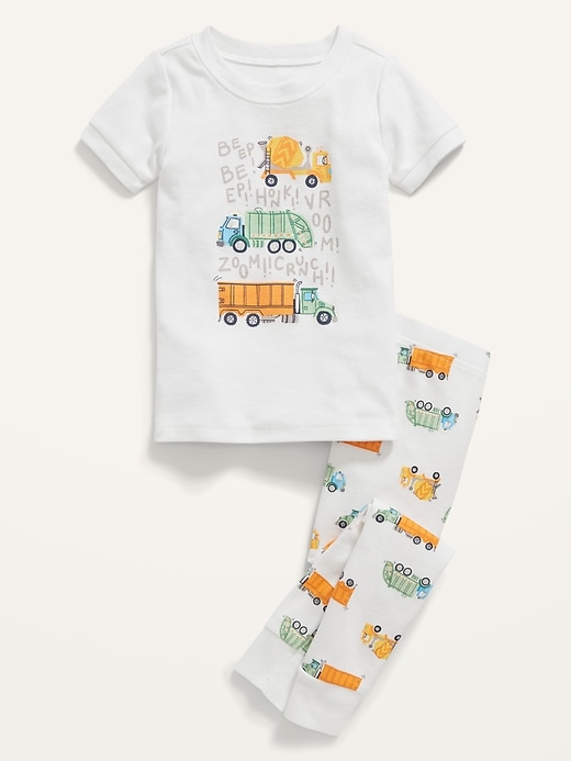 Unisex Short-Sleeve Printed Pajama Set for Toddler & Baby
