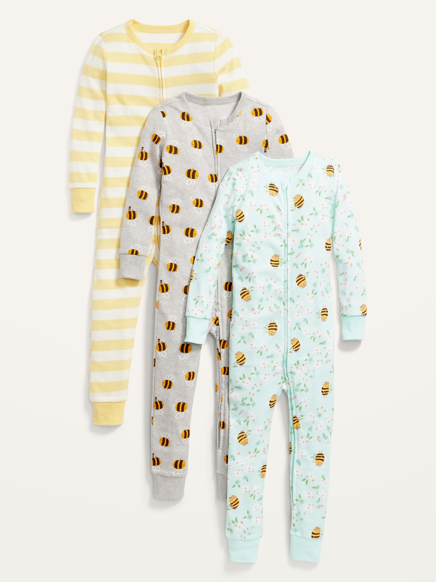 Unisex 1 Way Zip One Piece Pajamas 3 Pack For Toddler Baby Old Navy