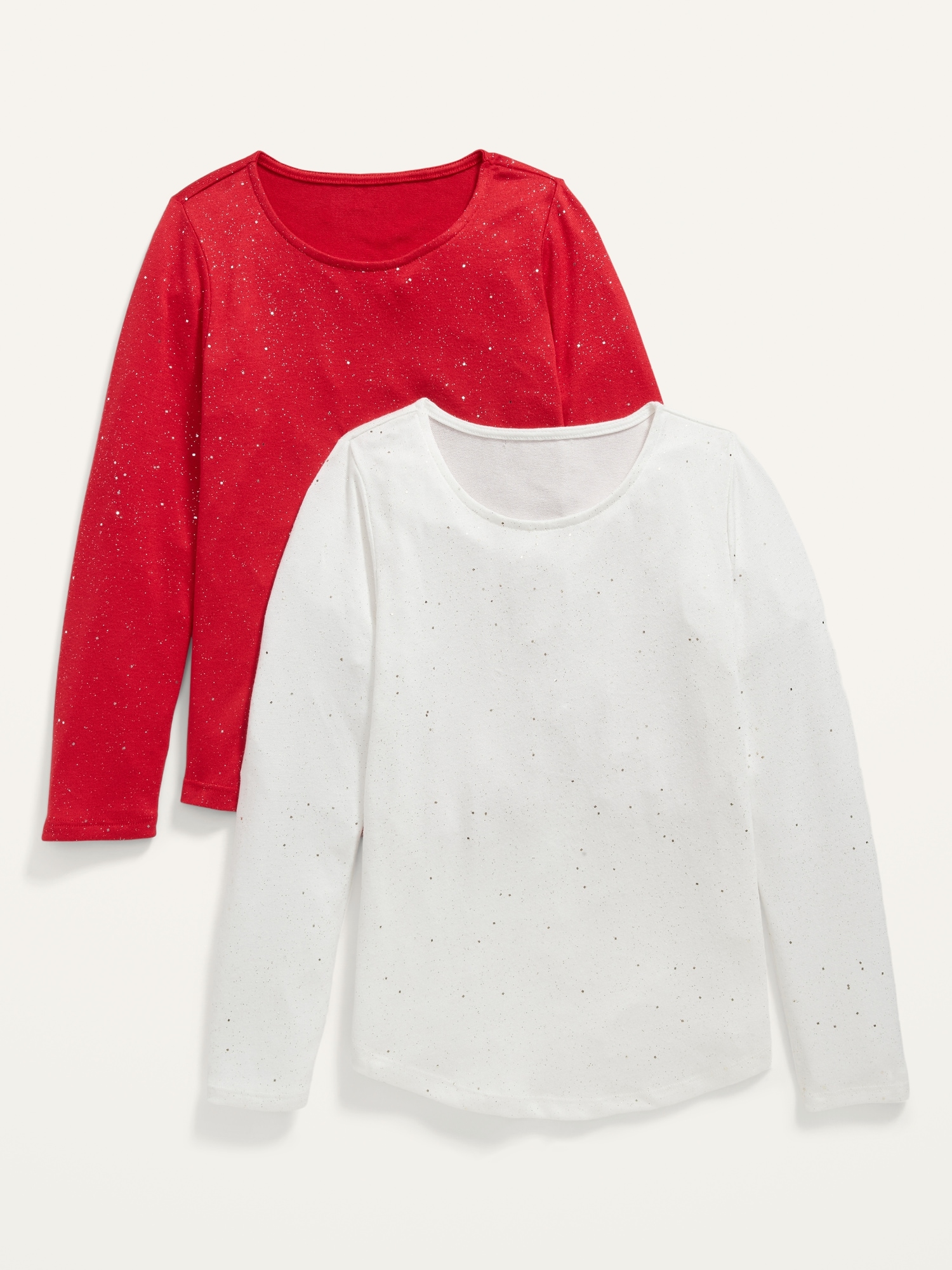 Old Navy Cozy-Knit Long-Sleeve T-Shirt 2-Pack for Girls red. 1