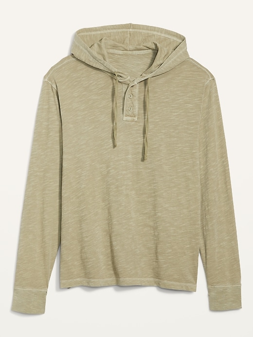 Garment-Dyed Workwear Henley Hoodie for Men