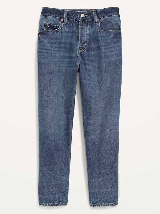 Image number 4 showing, High-Waisted Button-Fly Slouchy Straight Cropped Non-Stretch Jeans for Women