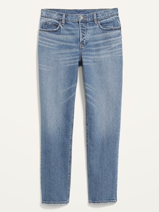 Image number 4 showing, High-Waisted Button-Fly Slouchy Straight Jeans for Women