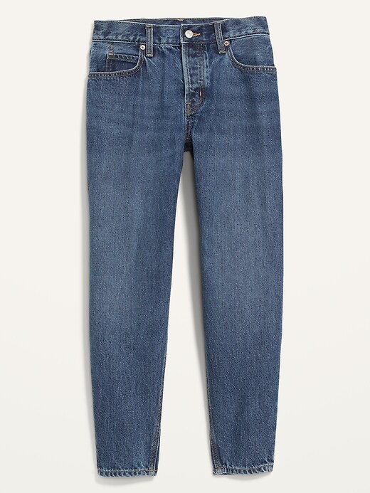 Image number 4 showing, Mid-Rise Button-Fly Slouchy Taper Non-Stretch Ankle Jeans for Women