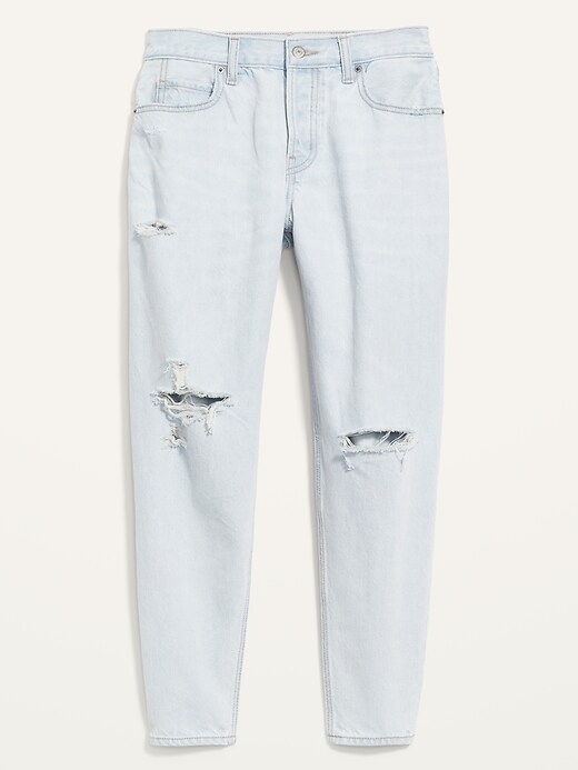 Image number 4 showing, Mid-Rise Button-Fly Slouchy Taper Cropped Ripped Non-Stretch Jeans