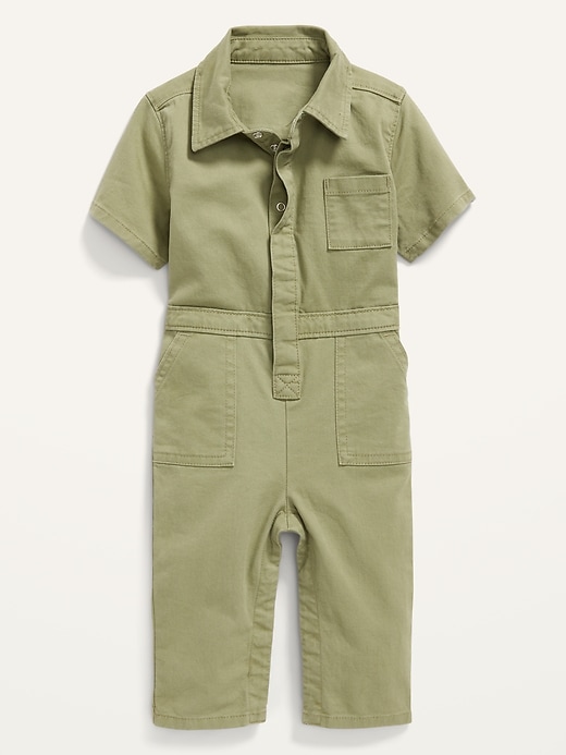 Unisex Twill Short-Sleeve Jumpsuit for Baby | Old Navy