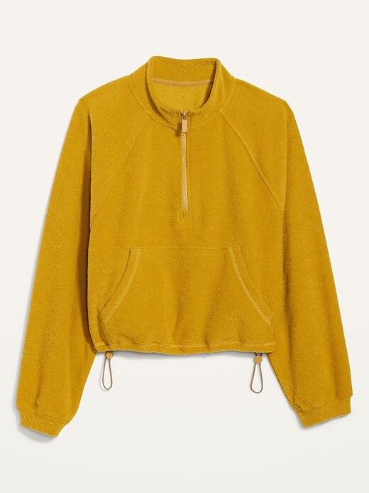 LongSleeve QuarterZip Oversized Textured Sweatshirt for Women Old Navy