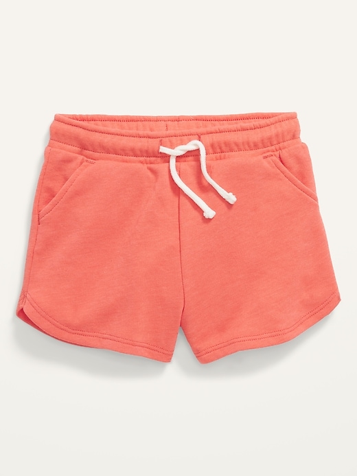 View large product image 1 of 1. French Terry Drawstring Dolphin-Hem Shorts for Toddler Girls