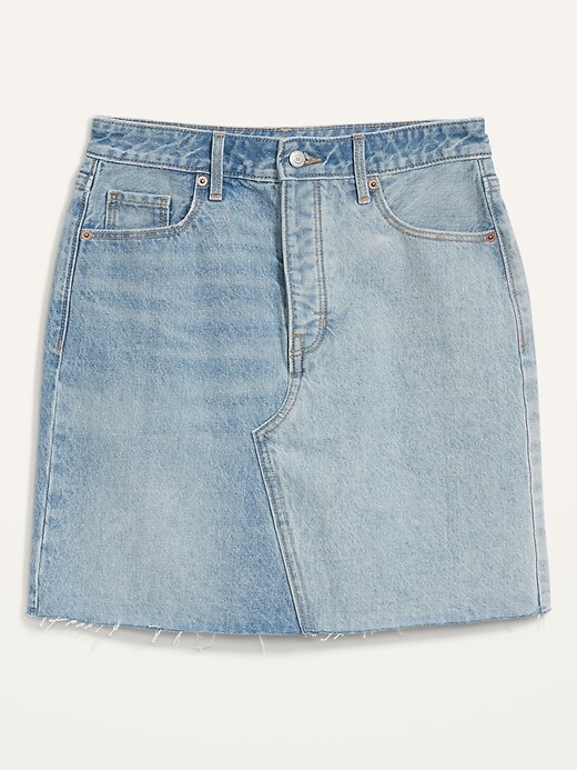 Image number 4 showing, Higher High-Waisted Button-Fly O.G. Straight Non-Stretch Mini Cut-Off Jean Skirt for Women
