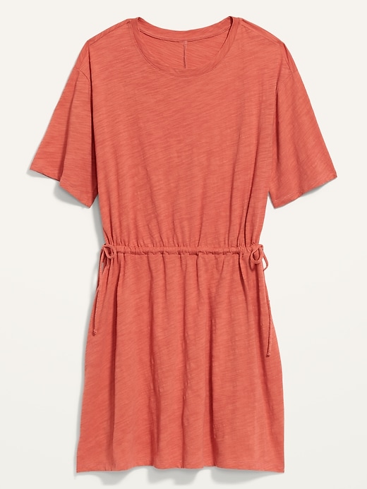 Image number 4 showing, Waist-Defined Short-Sleeve Slub-Knit Mini T-Shirt Dress