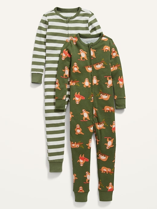 View large product image 1 of 1. Unisex 1-Way-Zip Snug-Fit Printed Pajama One-Piece 2-Pack for Toddler & Baby