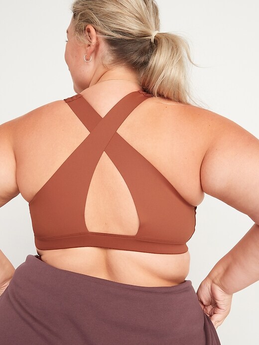 View large product image 2 of 3. Medium Support PowerSoft Cross-Back Cutout Sports Bra 2X-4X