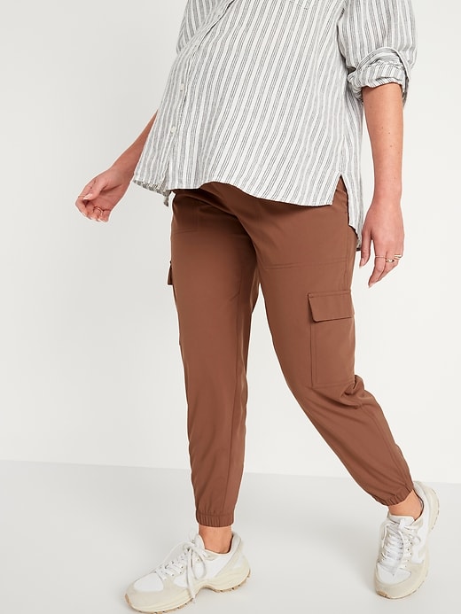 Image number 1 showing, Maternity Rollover-Waist StretchTech Cargo Pants