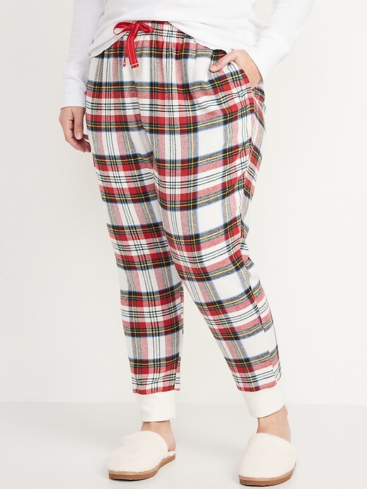 Image number 6 showing, Matching Printed Flannel Jogger Pajama Pants for Women