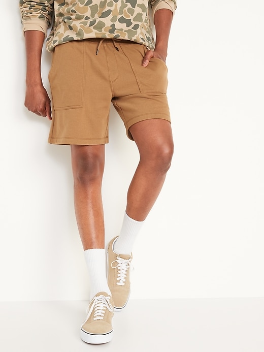 View large product image 1 of 1. French Terry Workwear-Pocket Sweat Shorts -- 7-inch inseam