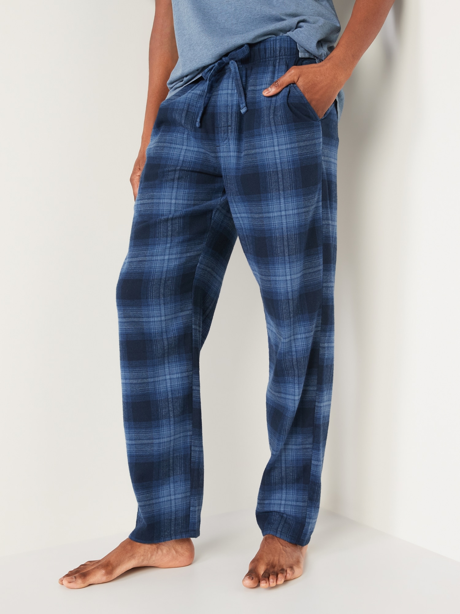 Old Navy Mens Blue Plaid flannel sleep pants w/ pockets Sz Medium NWT 