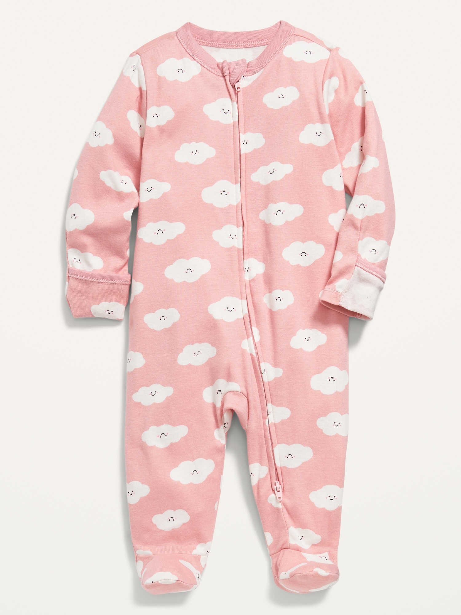 Old Navy Unisex Printed Sleep & Play Footed One-Piece for Baby pink. 1