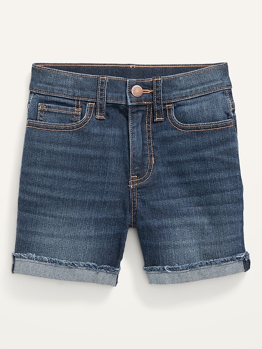 High-Waisted Roll-Cuffed Cut-Off Jean Shorts for Girls