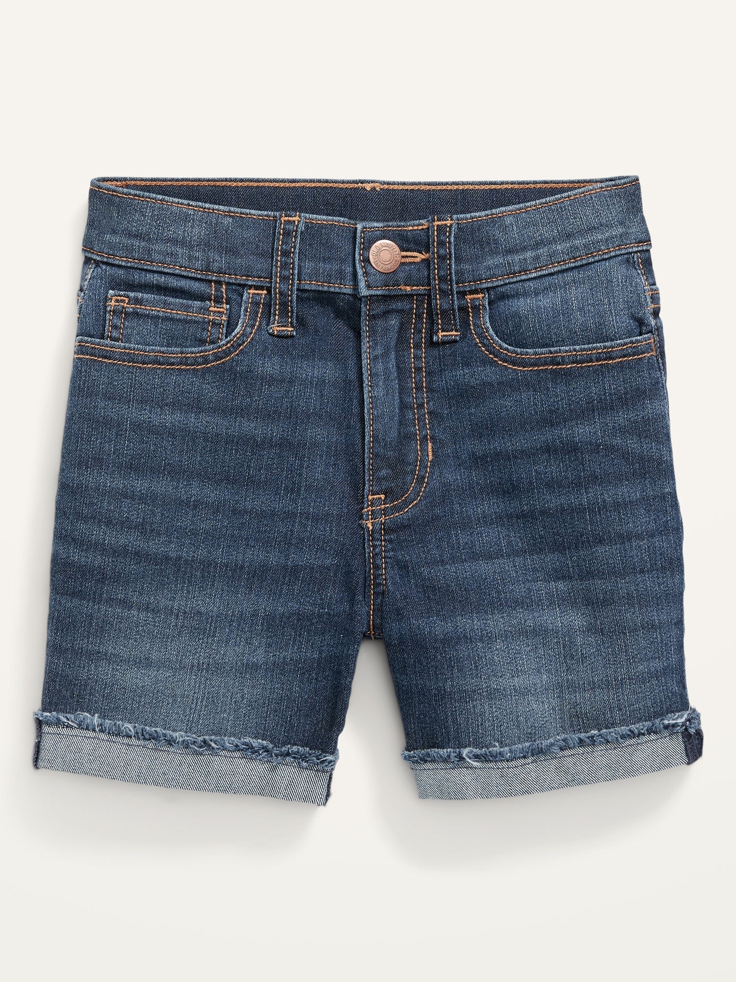 Old Navy High-Waisted Button-Fly Ripped Jean Midi Shorts for Girls blue. 1