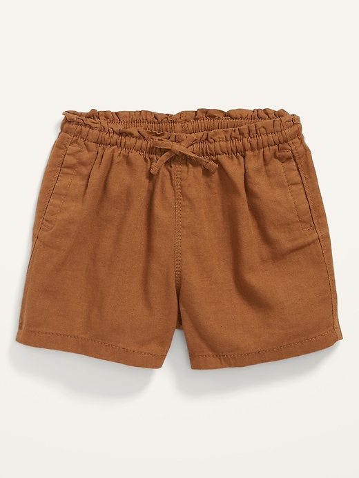 Functional Drawstring Linen-Blend Pull-On Shorts for Toddler Girls