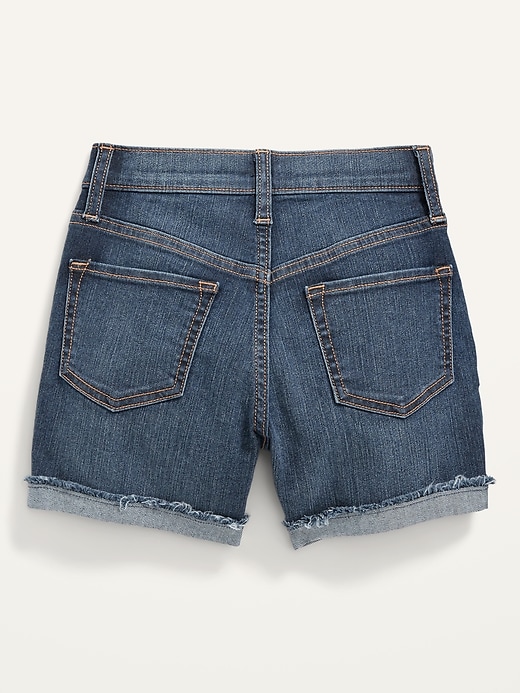 High-Waisted Roll-Cuffed Cut-Off Jean Shorts for Girls