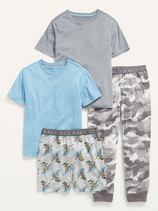 Old Navy 4-Piece Jersey-Knit Printed Pajama Set for Boys. 1