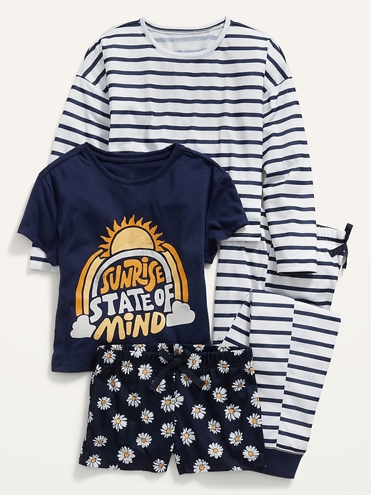 Old Navy 4-Piece Jersey-Knit Printed Pajama Set for Girls. 1