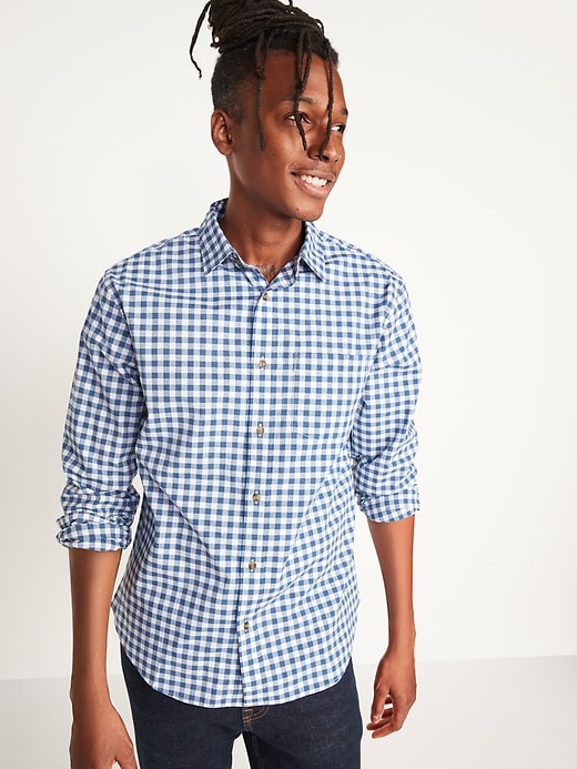 View large product image 1 of 1. Slim-Fit Built-In Flex Everyday Plaid Shirt
