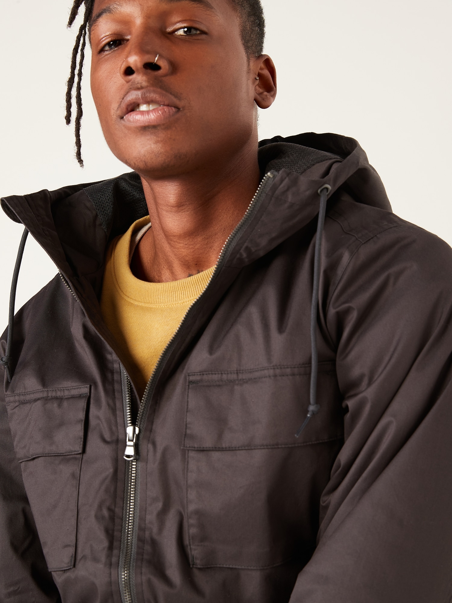 Hooded Twill Utility Zip Jacket for Men | Old Navy