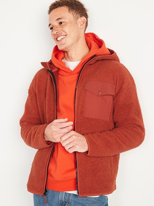 View large product image 1 of 2. Cozy Sherpa Hooded Zip Jacket