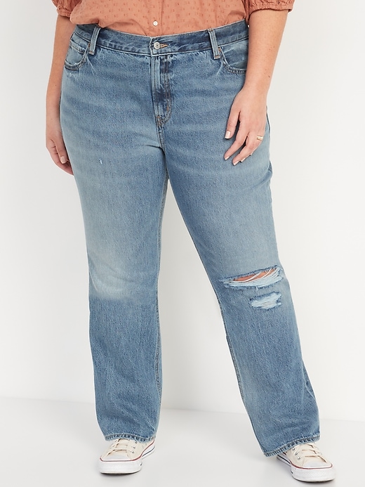 Mid-Rise Slouchy Boot-Cut Ripped Non-Stretch Jeans for Women | Old Navy