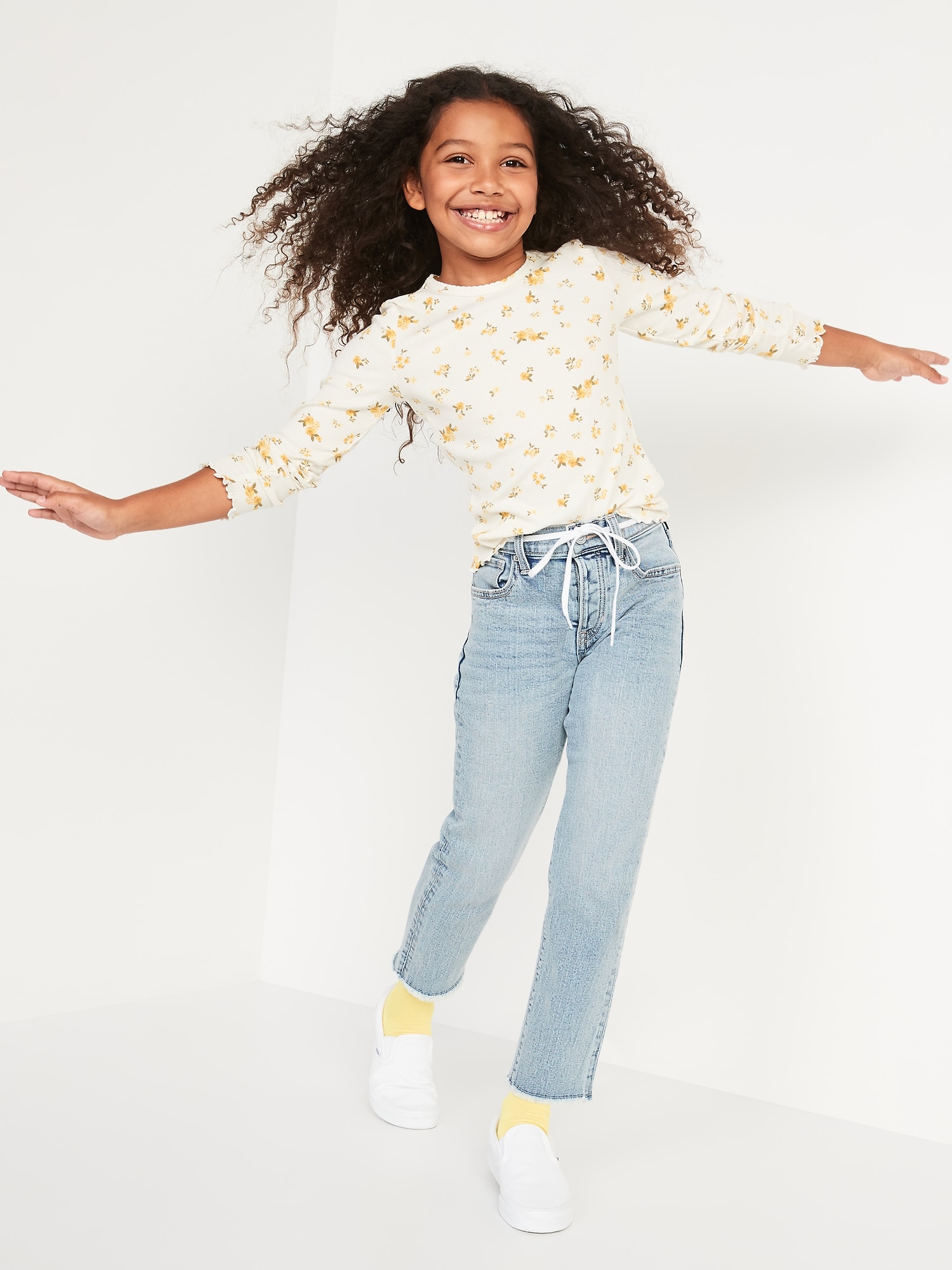 High-Waisted O.G. Straight Built-In Tough Light-Wash Jeans for Girls ...