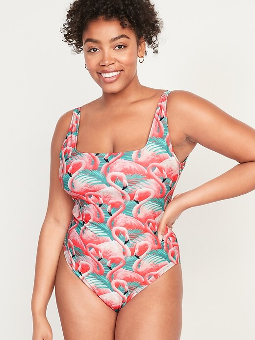 Old Navy Square-Neck French-Cut One-Piece Swimsuit for Women. 1