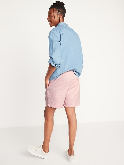 Image number 2 showing, Micro-Stripe Linen-Blend Jogger Shorts -- 5-inch inseam