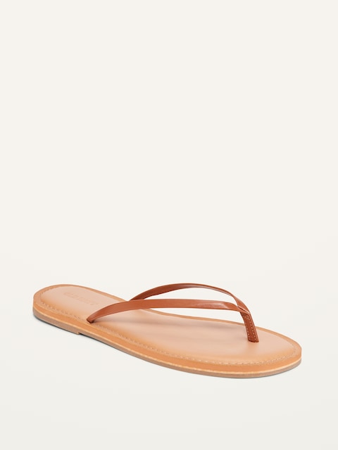 Faux-Leather Capri Sandals - Cognac Brown